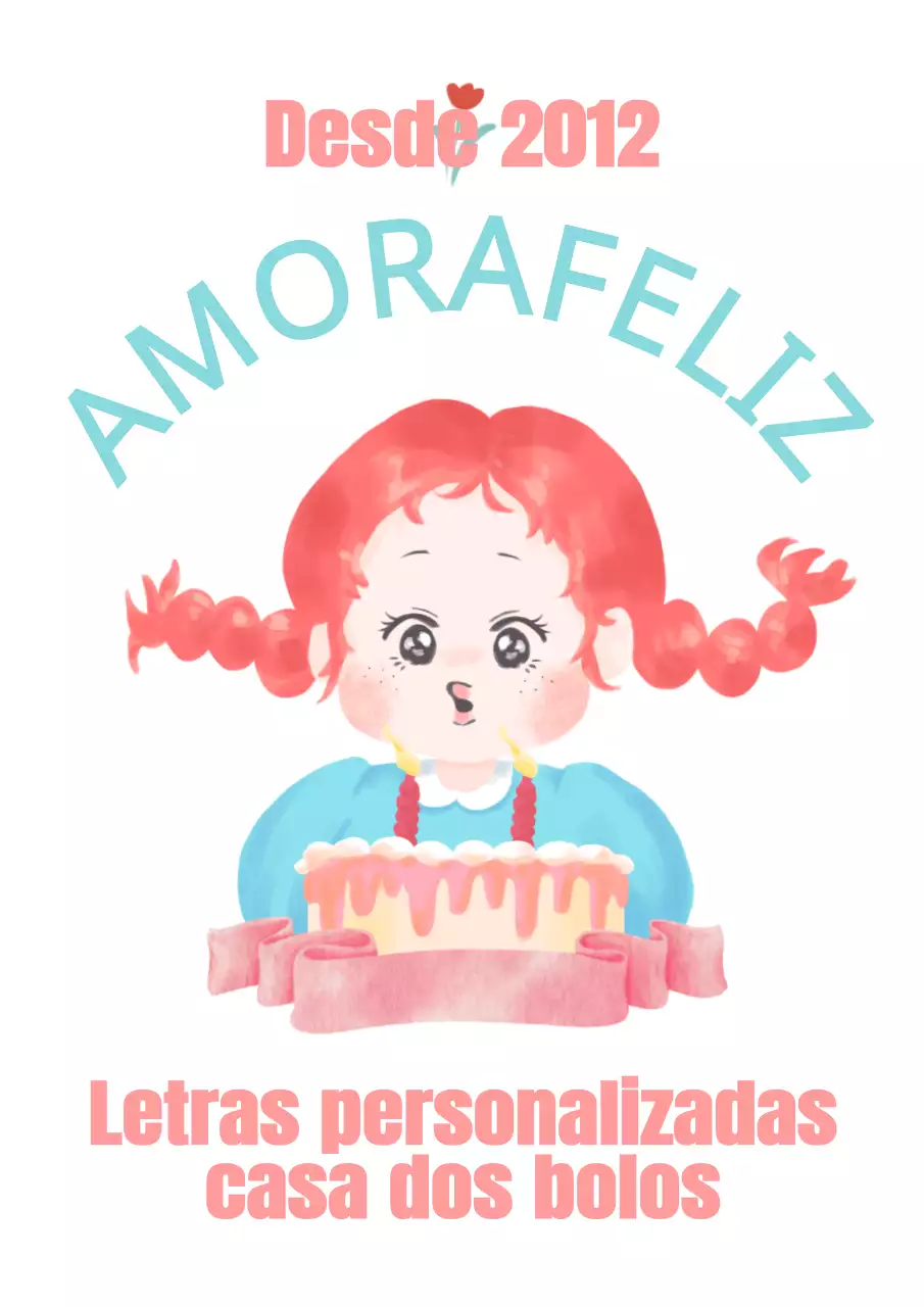 Conceito de desenho a aguarela em azul claro e cor-de-rosa para promoção e sinalética de uma loja de bolos artesanais.