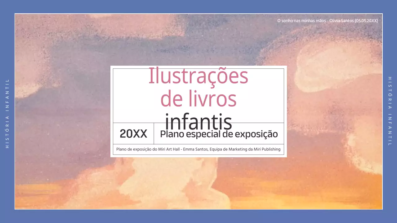 Brochura de exposição especial de um ilustrador de livros infantis simples a preto e azul
