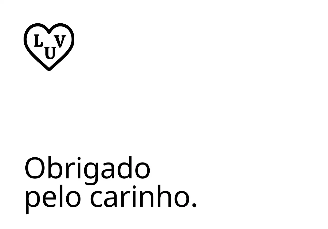 Um envelope de agradecimento simples com a marca, com texto preto e uma ilustração em forma de coração.