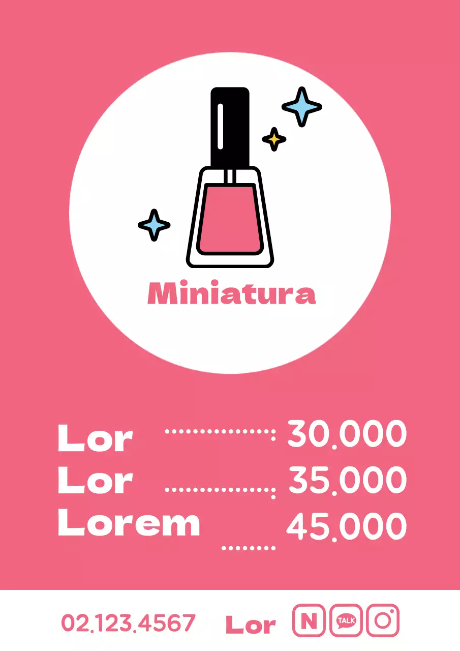Promoção de preços simples com ilustração de um esmalte de unhas cor-de-rosa