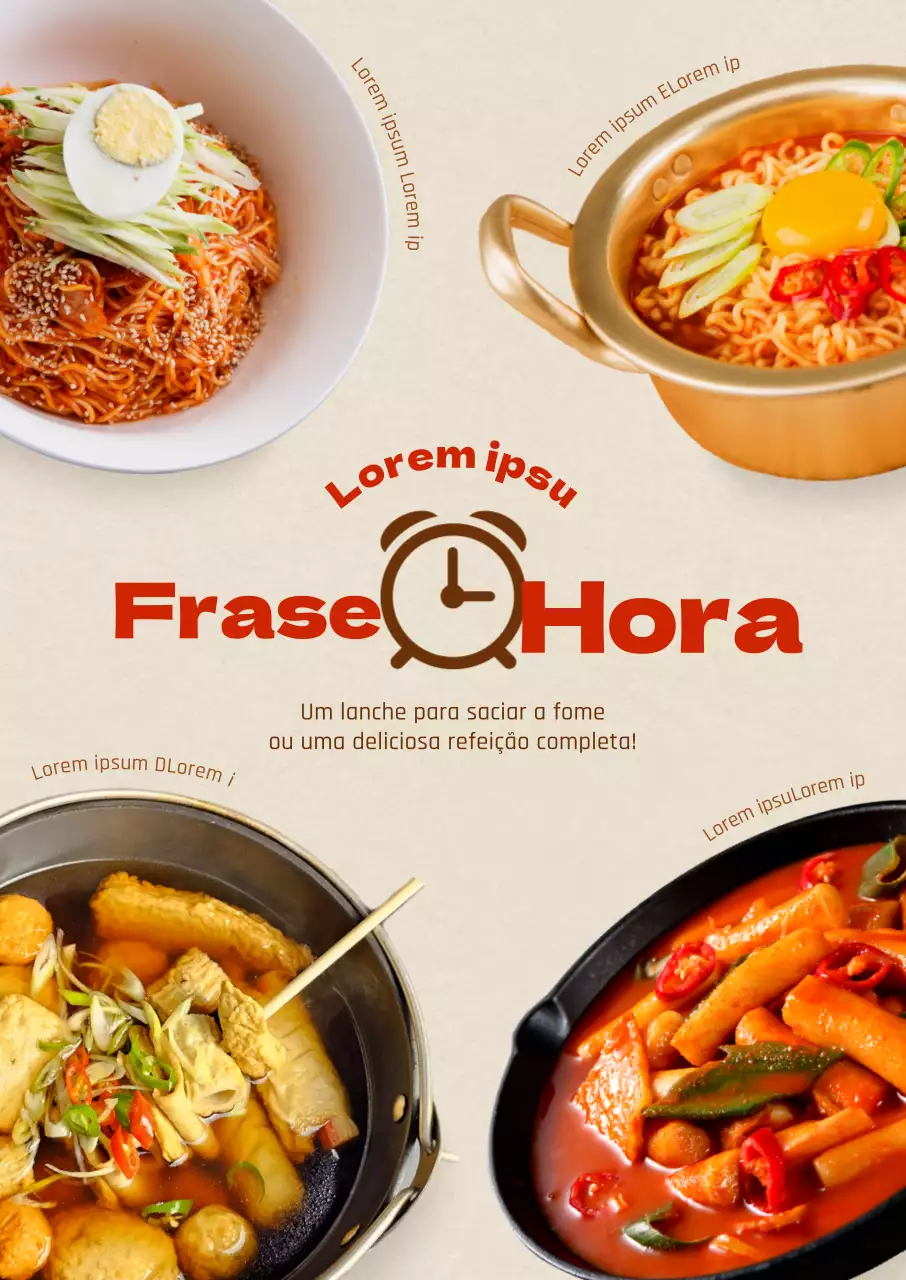 Apresentação de um menu japonês informal com toques de vermelho