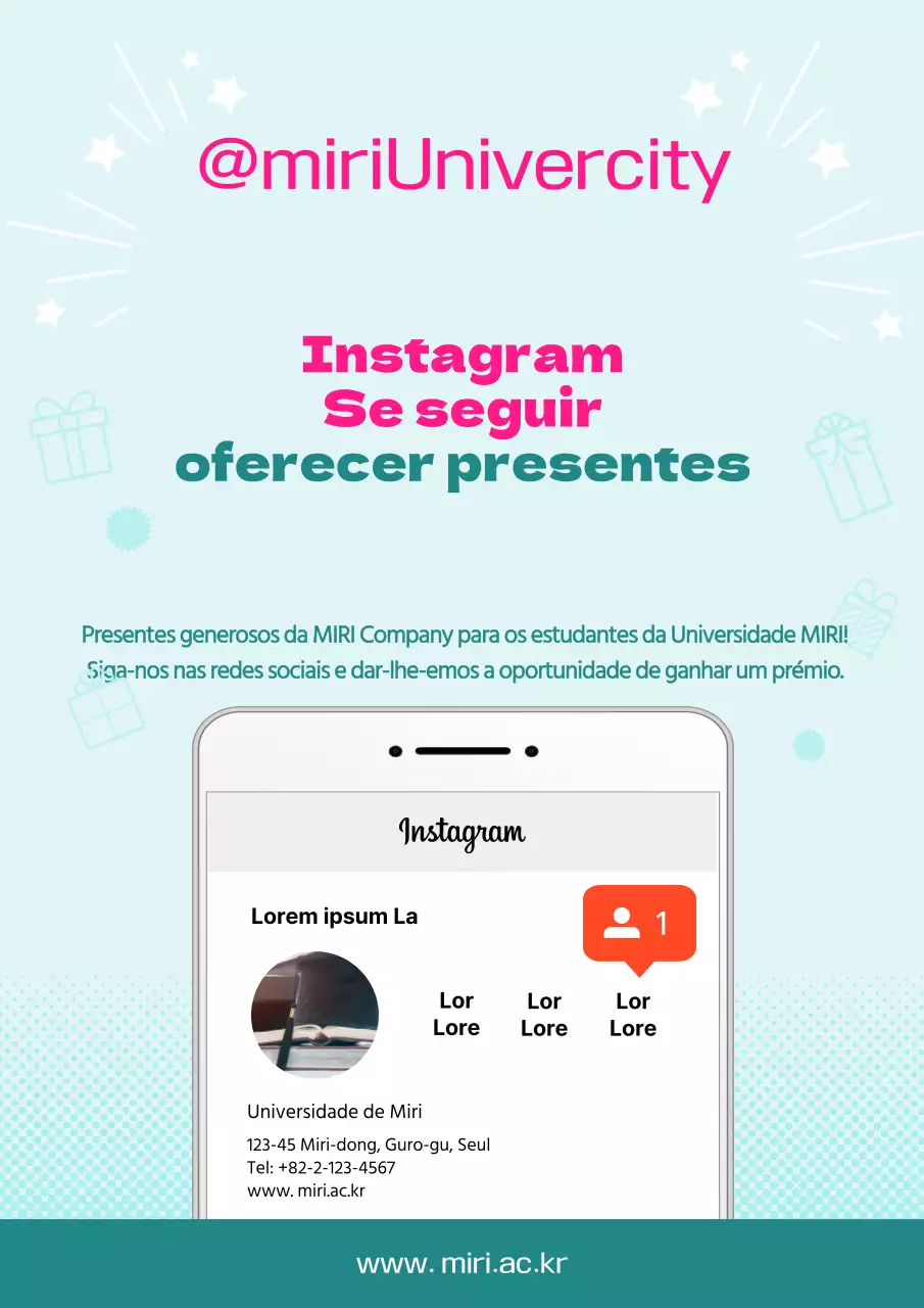 Evento de amizade no Instagram da Universidade de Miri