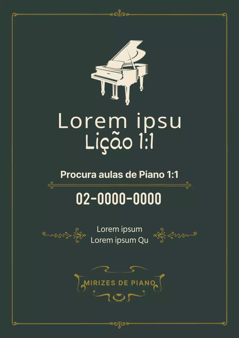Promover uma escola de piano com um toque verde e clássico