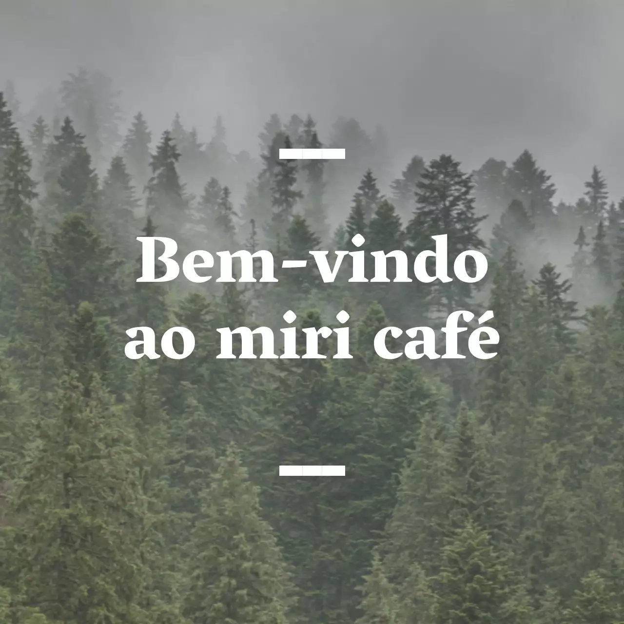 Café balsa de língua inglesa com sinalética sentimental com uma fotografia de uma floresta.
