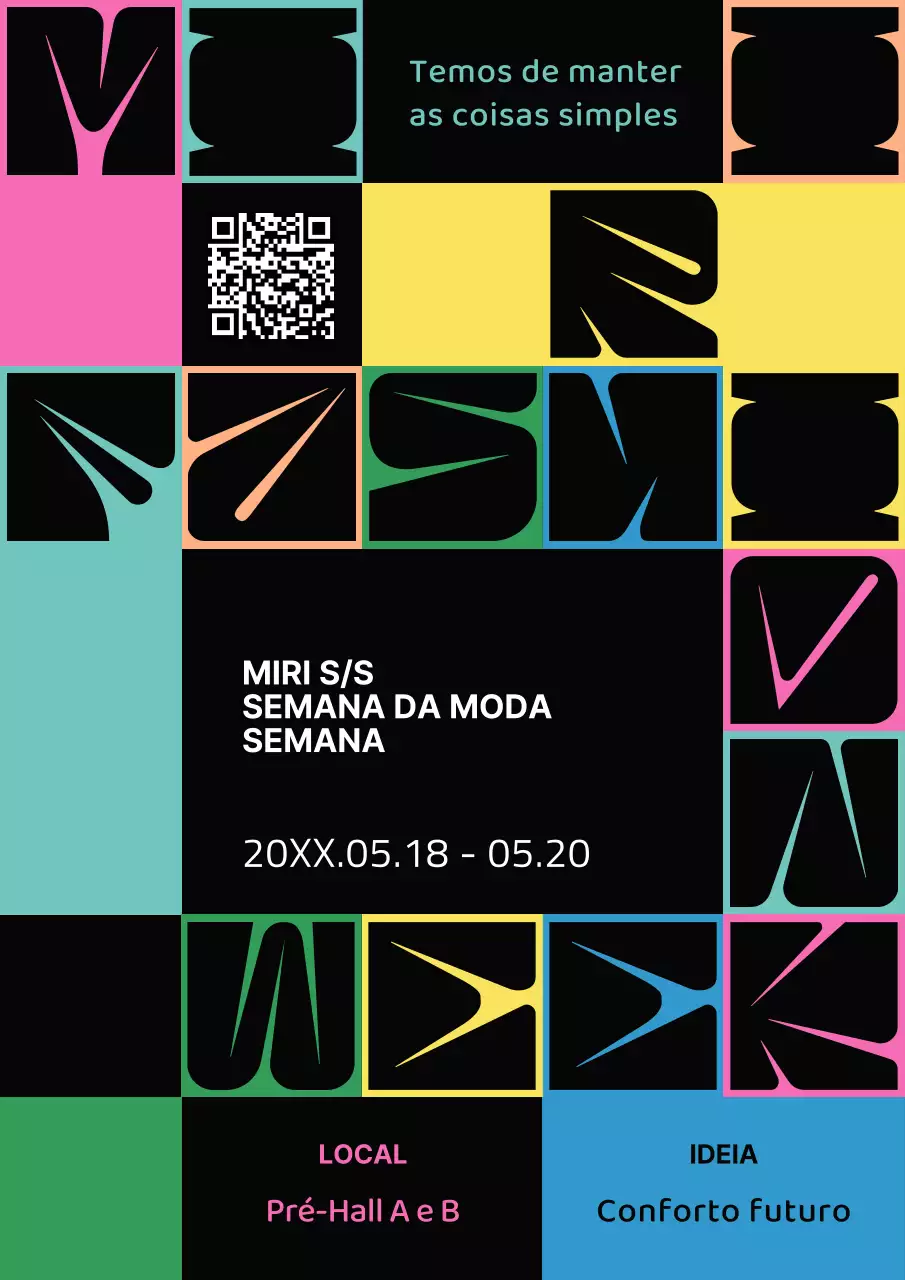 Eventos da semana da moda com formas coloridas inspiradas nas passarelas