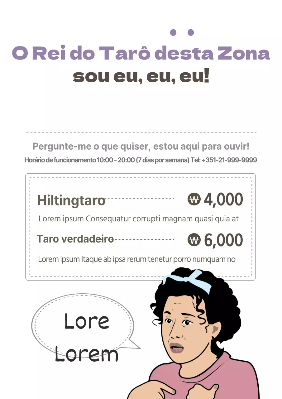 Folheto de menu de restaurante com cartas de tarot simples