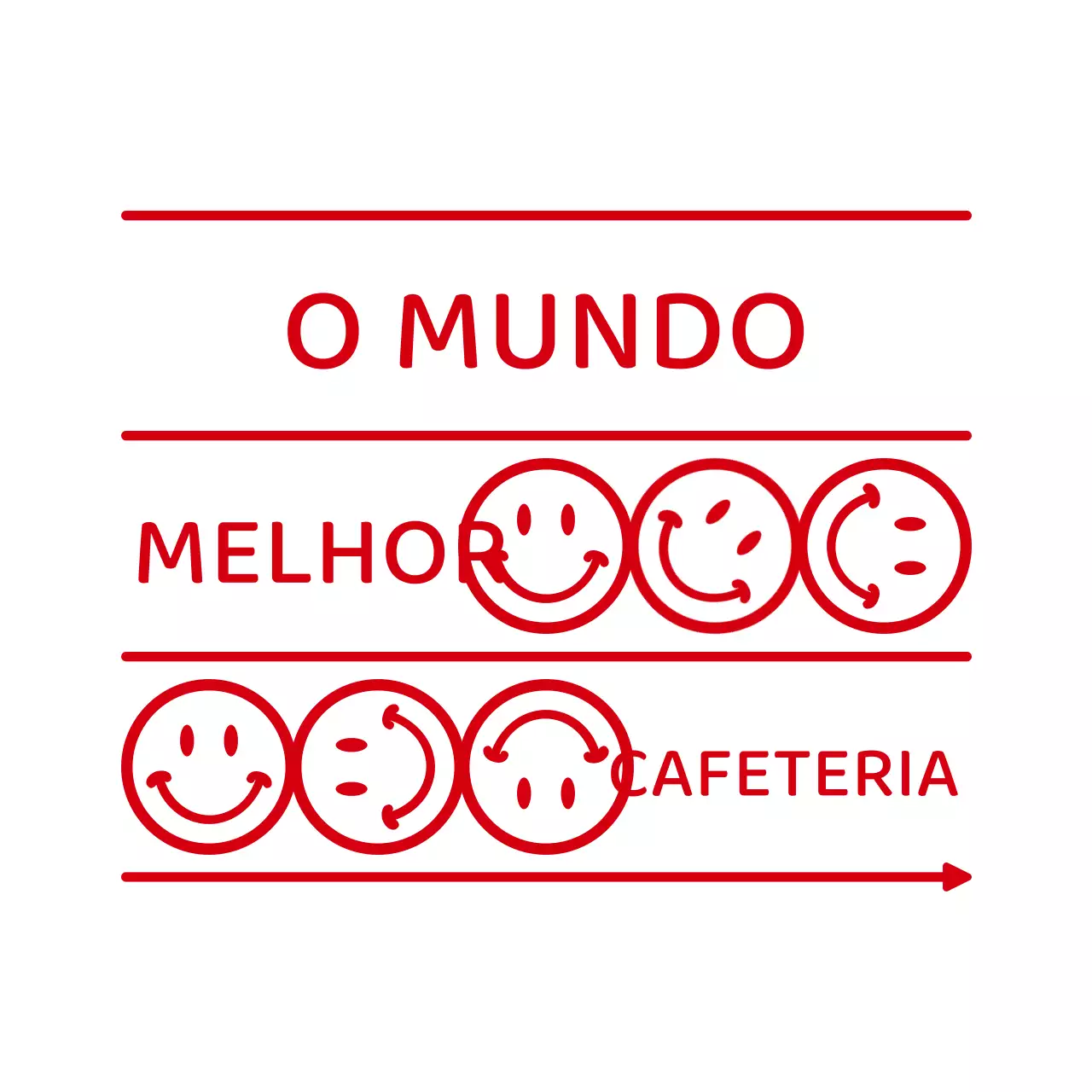Café de estilo simples e limpo com combinação de texto e emoji a vermelho