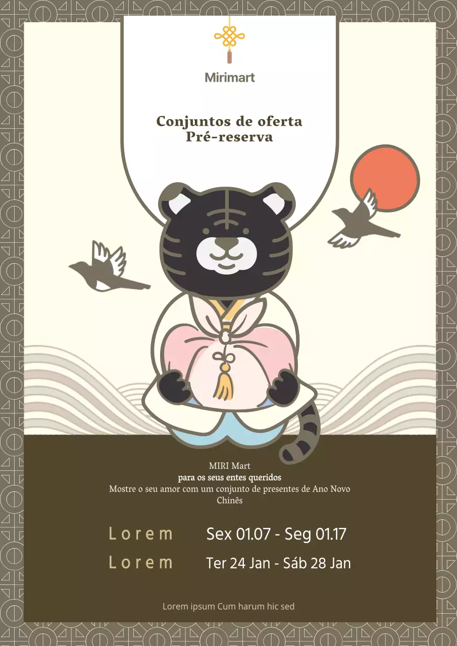 Cartaz Web para um conjunto de presentes tradicionais de Ano Novo em tons castanhos