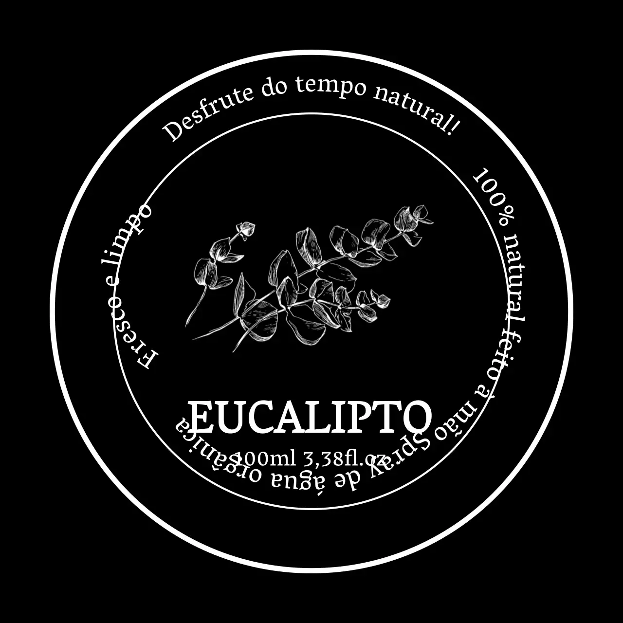 Rótulos de desinfetante para as mãos à base de eucalipto