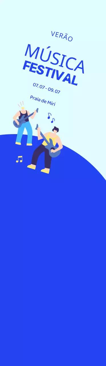 Promover um festival com uma ilustração azul e fixe de um artista