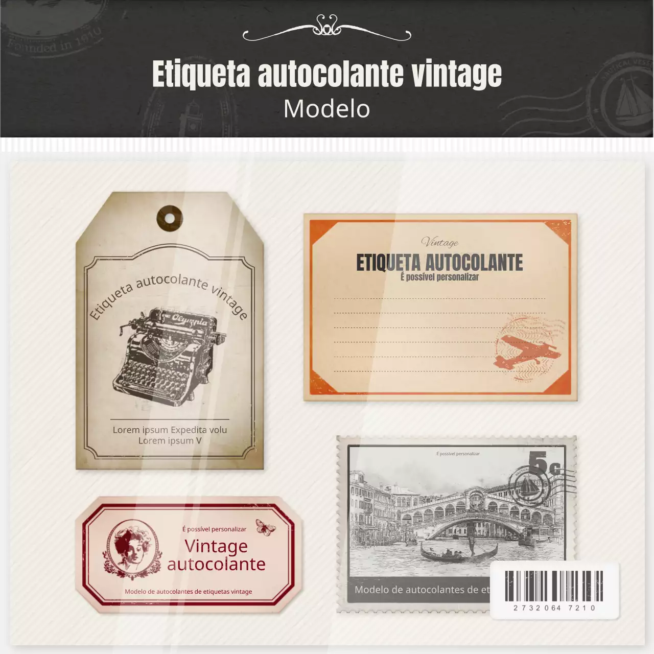 Pacote de layout com conceito de pacote de autocolantes vintage bege