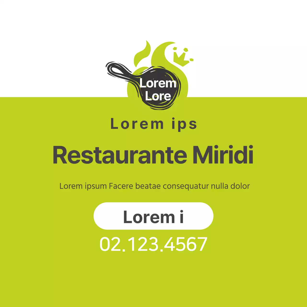 Promoção de arroz frito em restaurante com logótipo verde