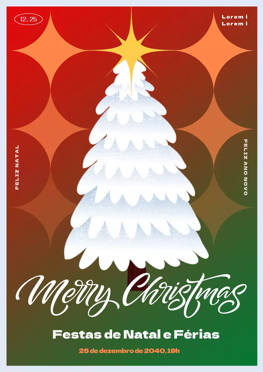 Cartaz de férias com árvore de Natal e fundo com gradiente