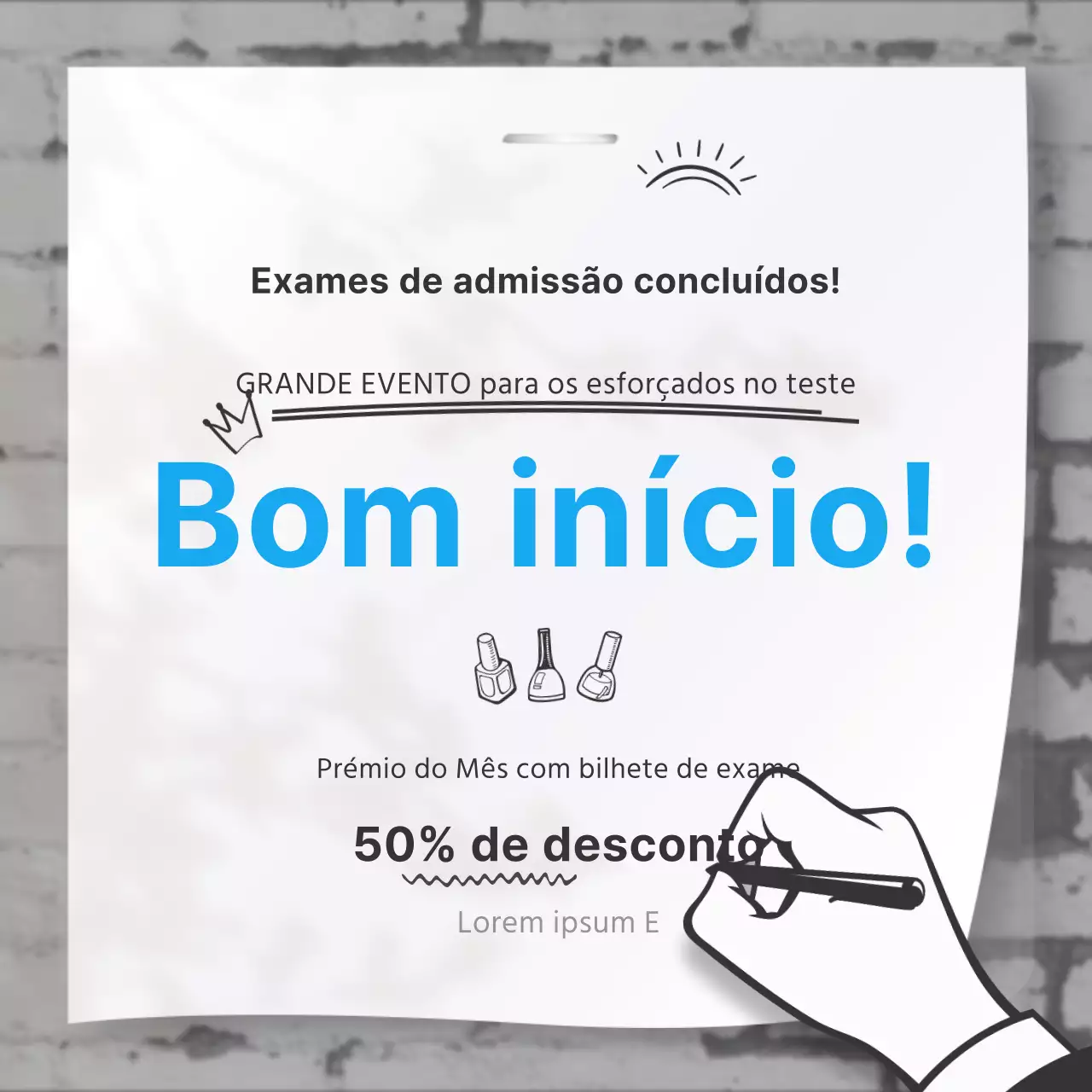 Conceito de papel de parede preto e azul claro para um evento de descontos para estudantes