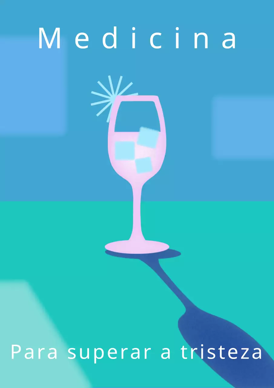 Cartaz de cocktail em azul e rosa