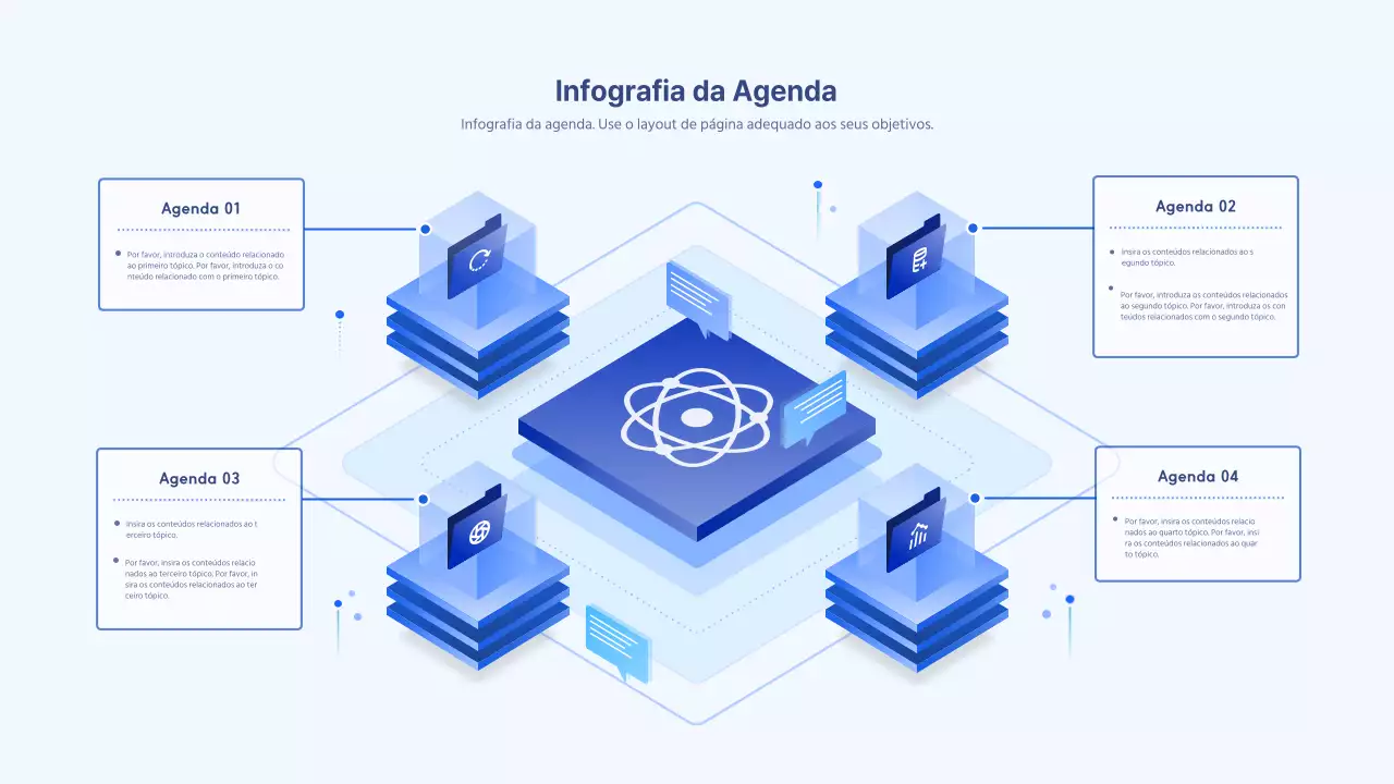 A agenda concetual isométrica azul