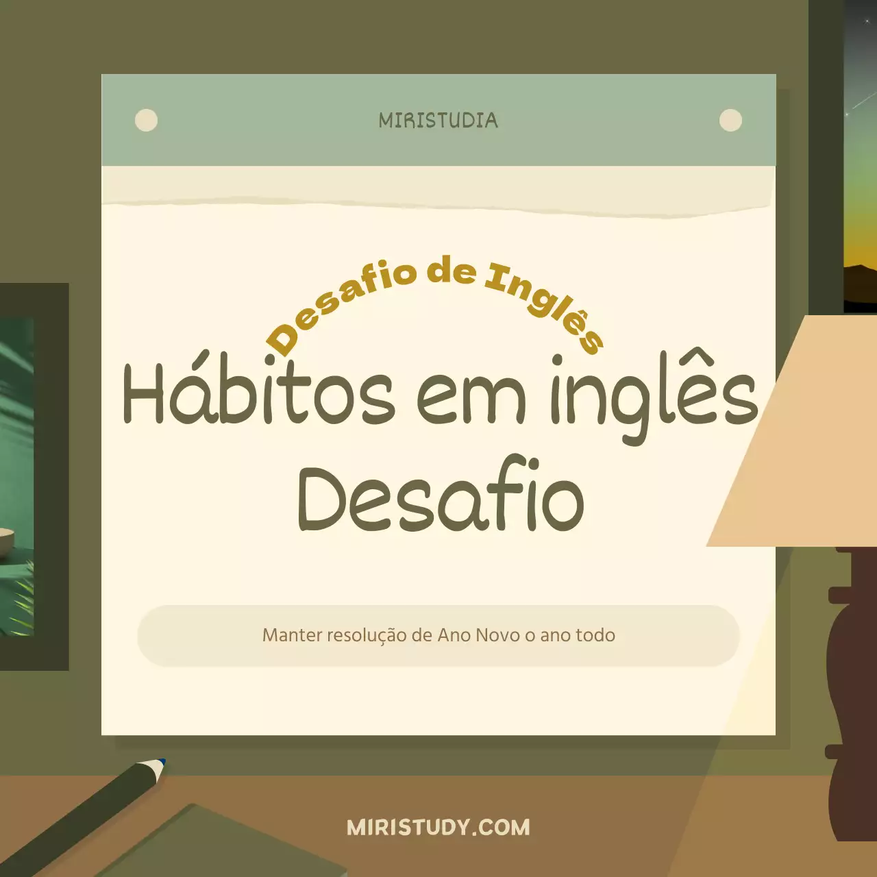 Desafio de hábitos ingleses de Ano Novo em castanho e verde