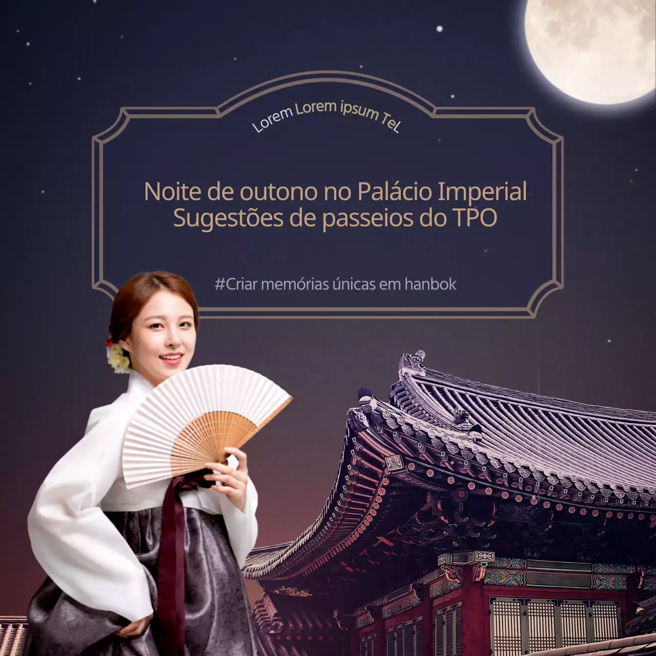 HanbokDaeyeo OutonoPasseio no Palácio NocturnoOlhar TPOSugestão Moda coreana Beleza Hanbok