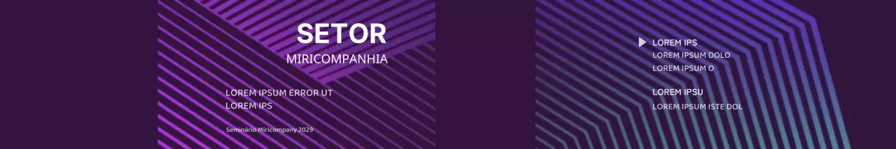 Seminário empresarial com gradiente gráfico roxo e preto