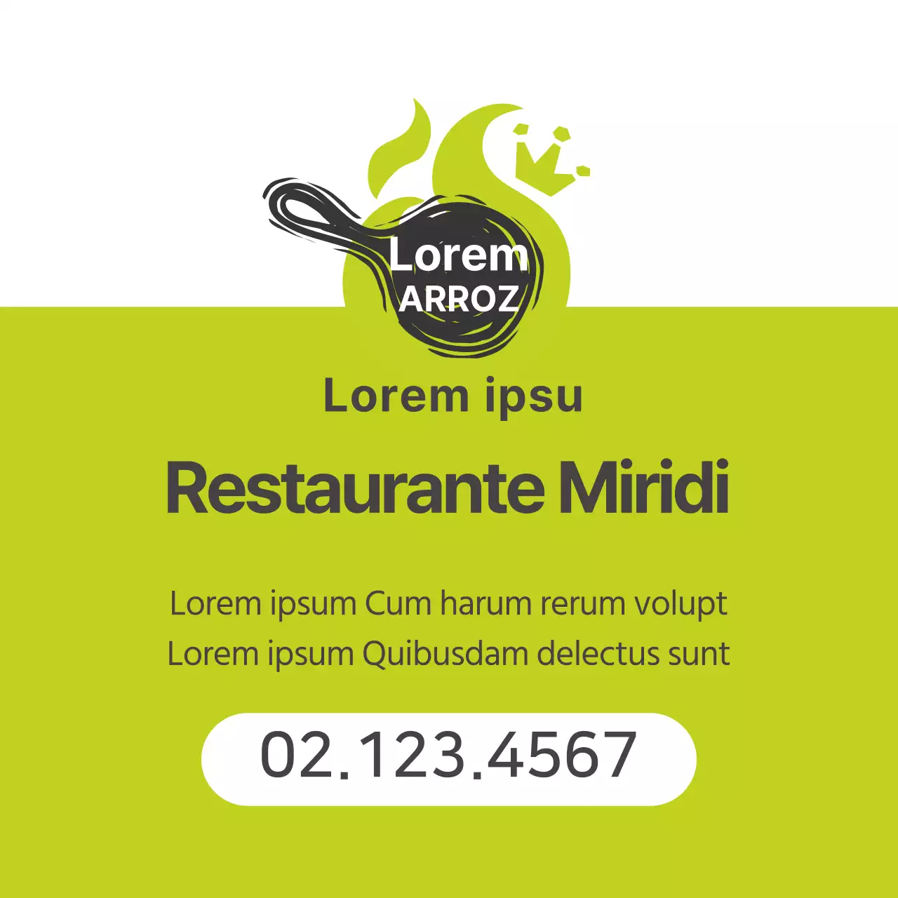 Promoção de arroz frito em restaurante com logótipo verde