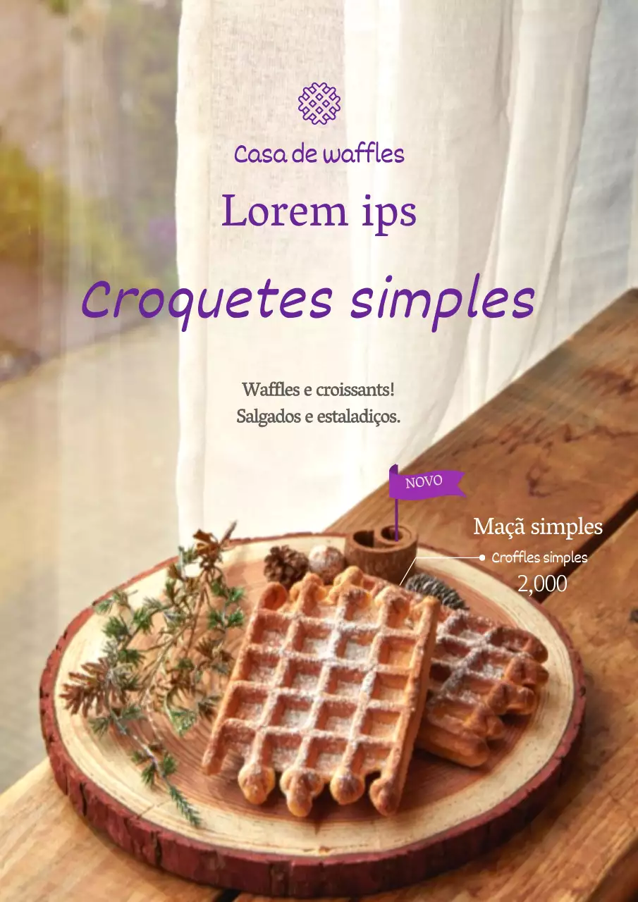 Promover um novo menu de waffles com fotografias simples