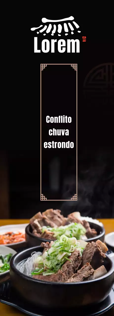 Um restaurante galbitang tradicional de conceito preto e castanho