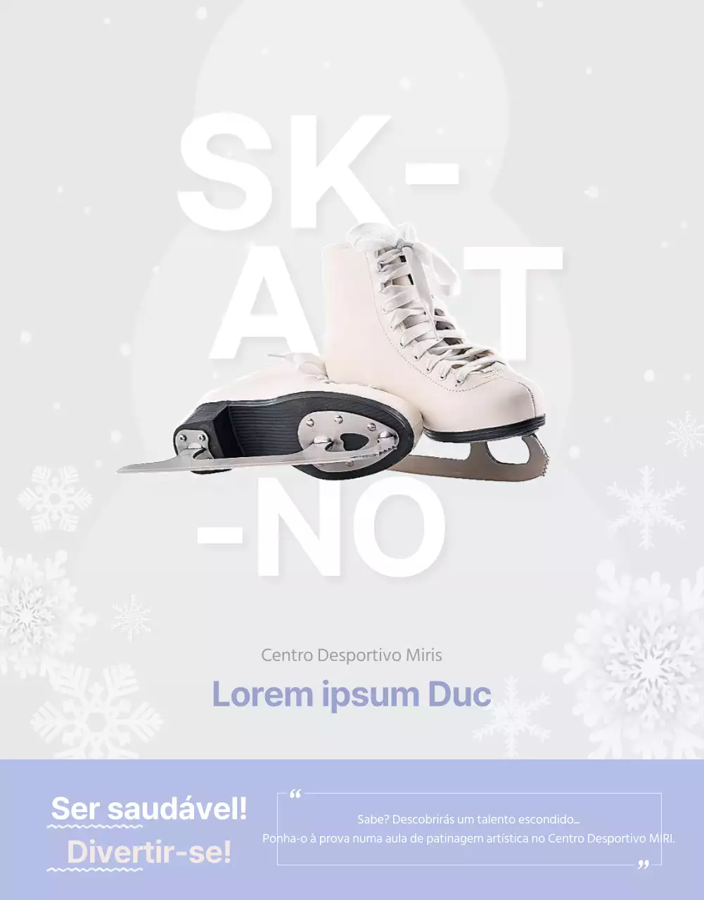 Lição de patinagem inspirada no inverno, em branco com detalhes em malva Detalhes