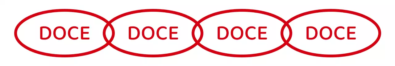 Uma combinação simples de formas e texto a vermelho com repetição Style Cafe