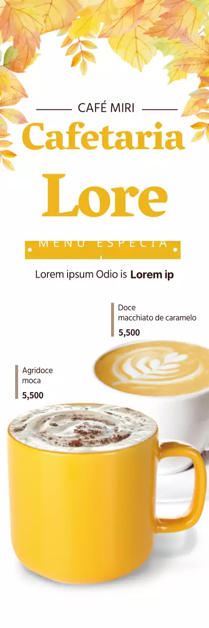 Promover um menu de café outonal amarelo-branco