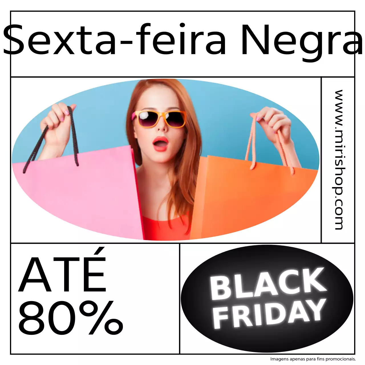 Black Friday com o conceito Line Frame em tons de preto e branco