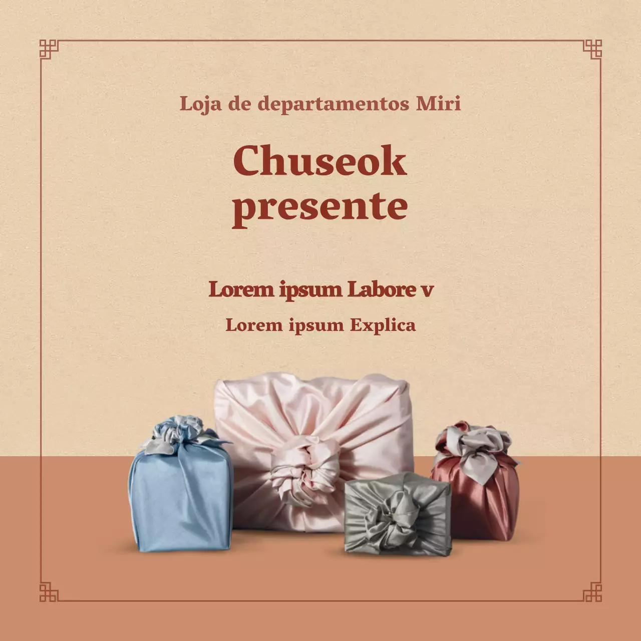 Faixa quadrada de recordação do Chuseok em tons suaves