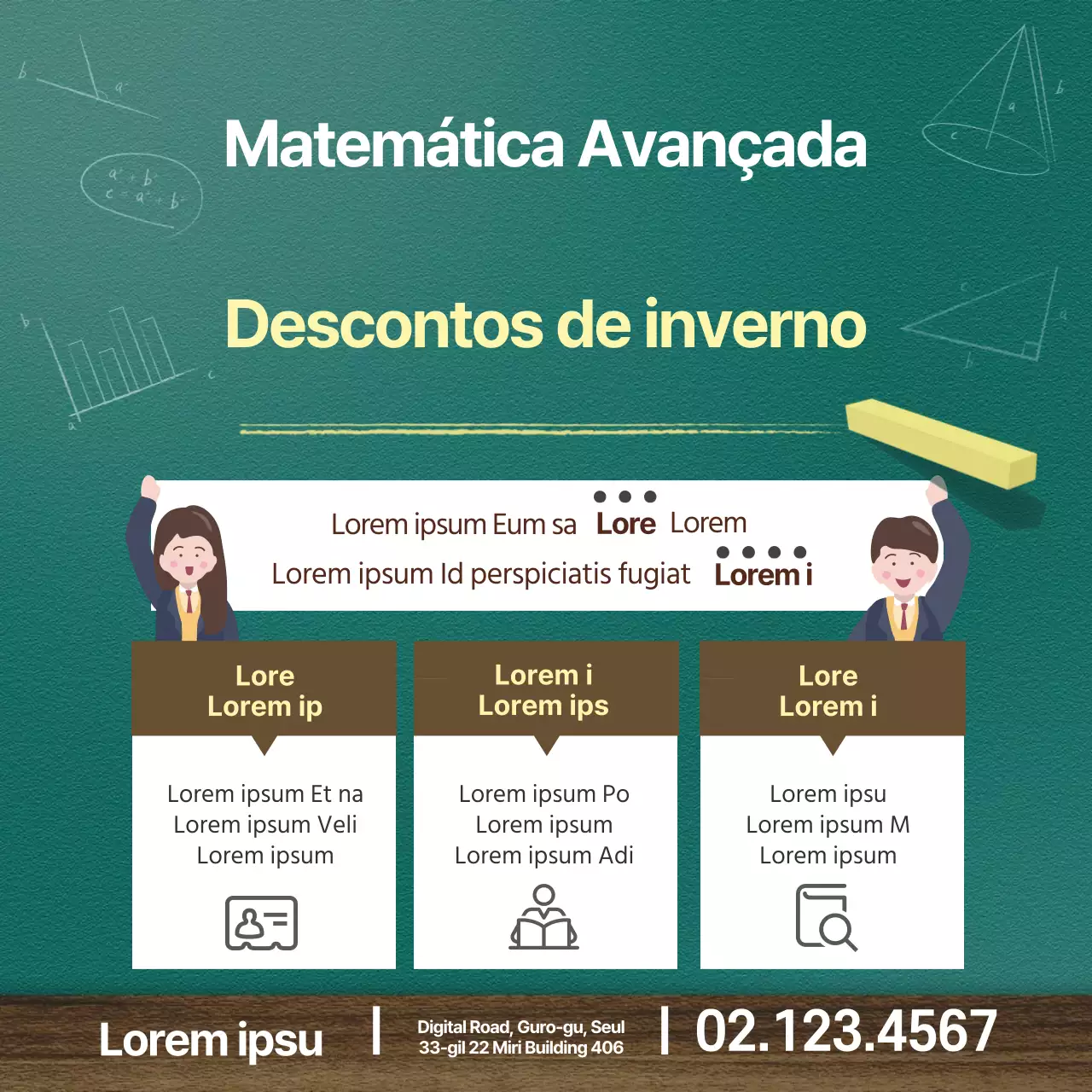Quadro negro amarelo verde castanho Matemática promoção escolar