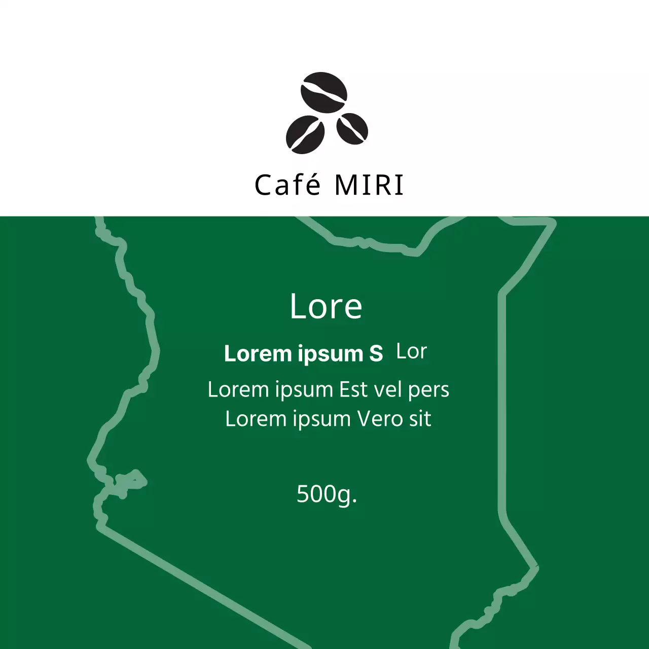 Ilustração verde de um rótulo de café em grão