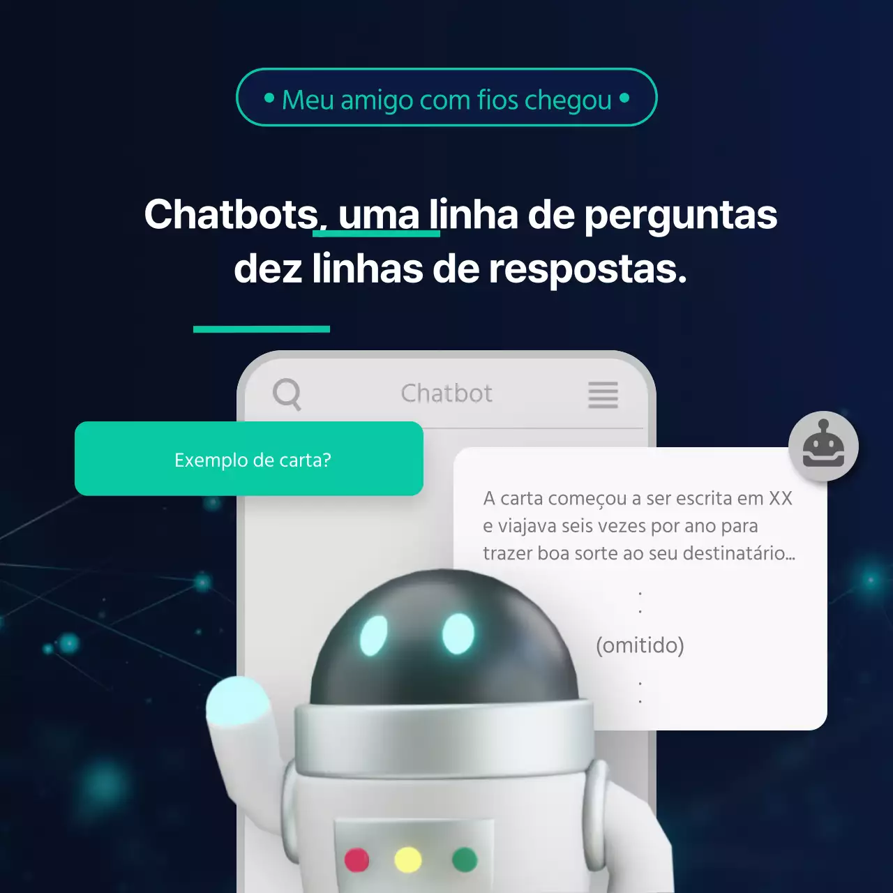Materiais de chatbot para um conceito de personagem robô azul-marinho