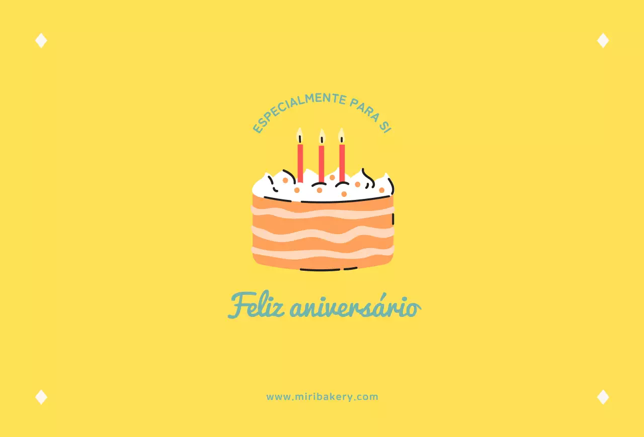 Postal de aniversário amarelo