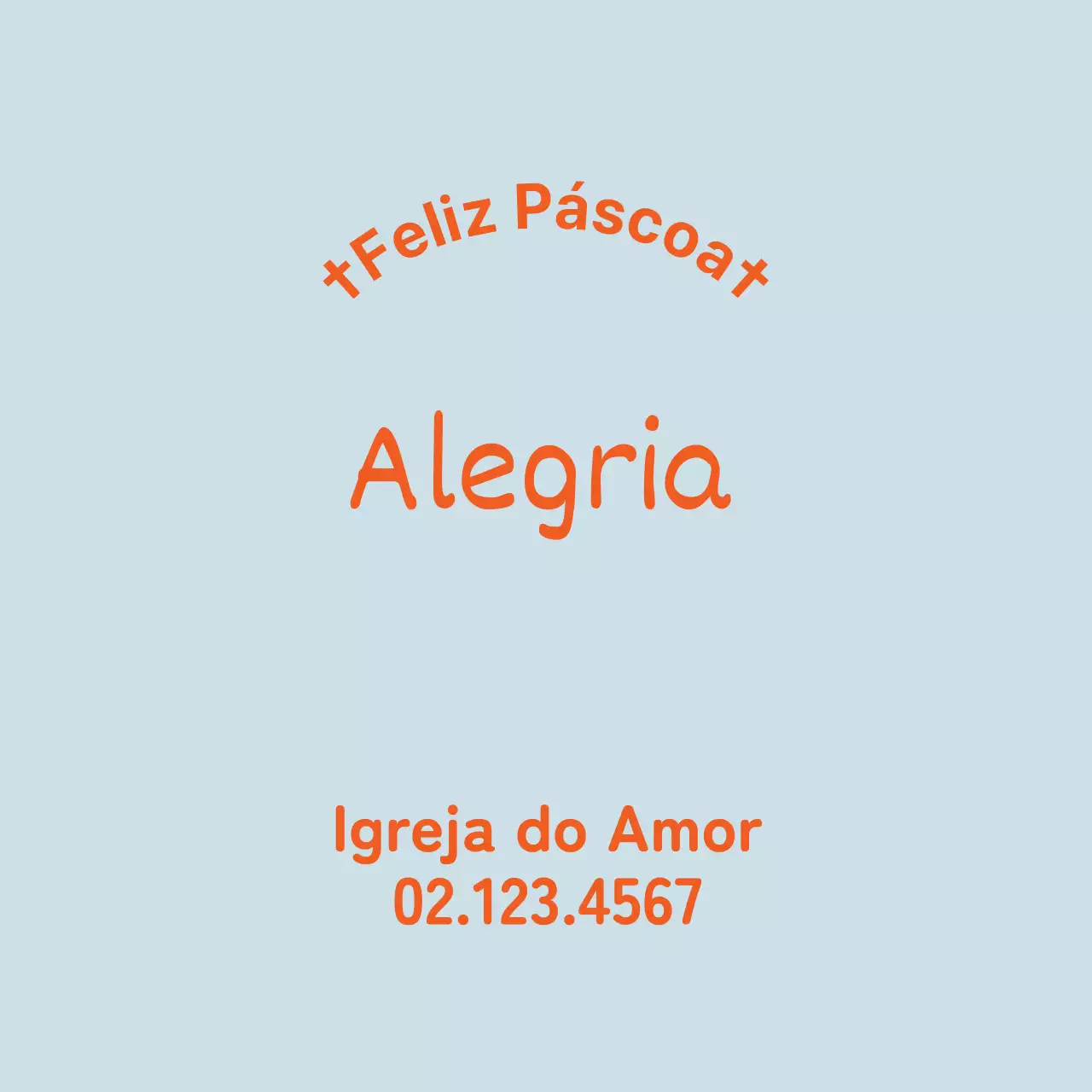 Etiqueta de Páscoa da igreja com letras azuis e laranja