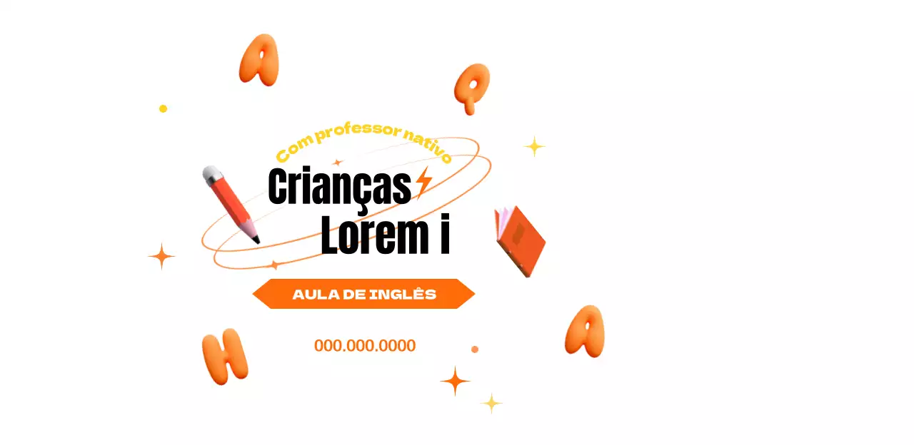 Aulas de inglês para crianças com um atrativo visual laranja e preto