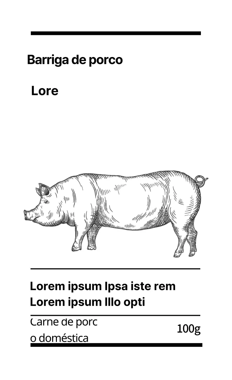 Rótulos alimentares limpos, ilustrados a branco