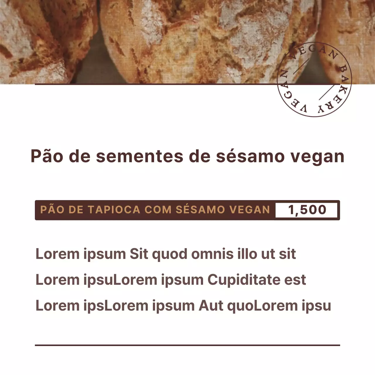 Castanho, estilo de apresentação de texto simples Informações sobre o pão