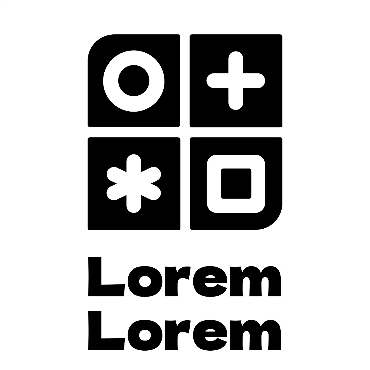 Combinação de logótipos com formas e símbolos simples e limpos para publicidade e promoção hospitalar