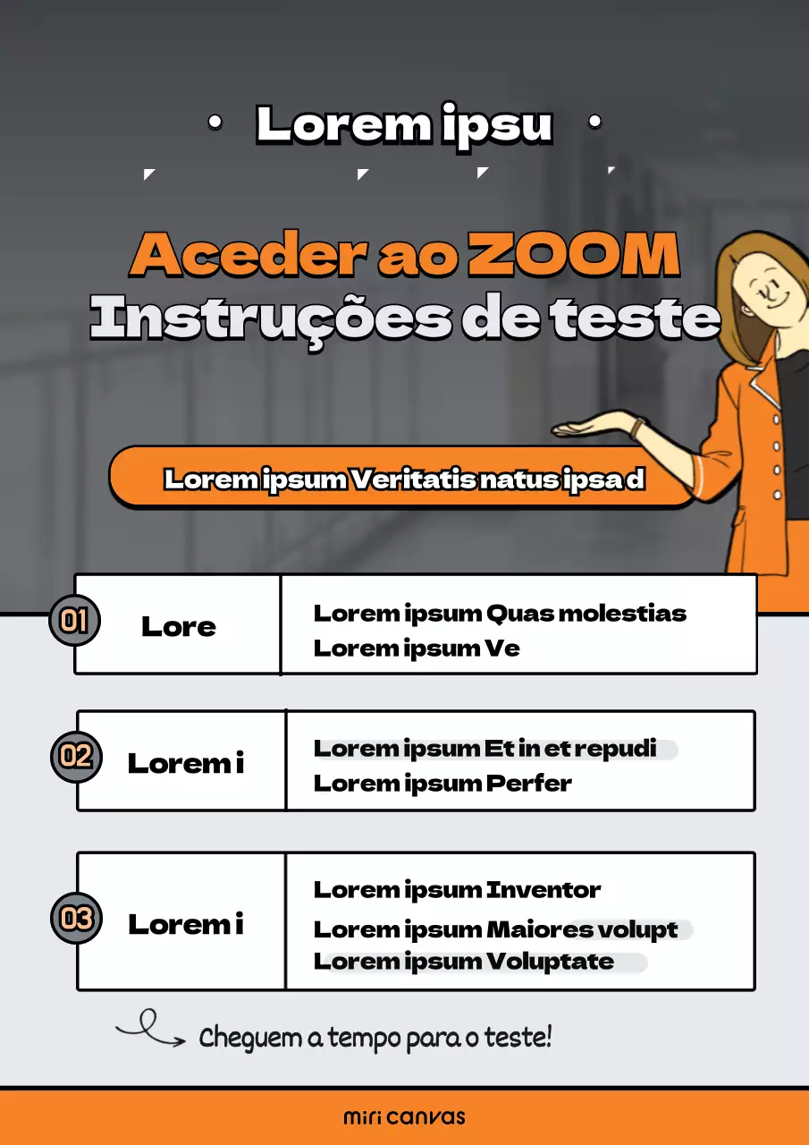 Uma sala de aula limpa com ilustrações de pessoas a laranja e azul