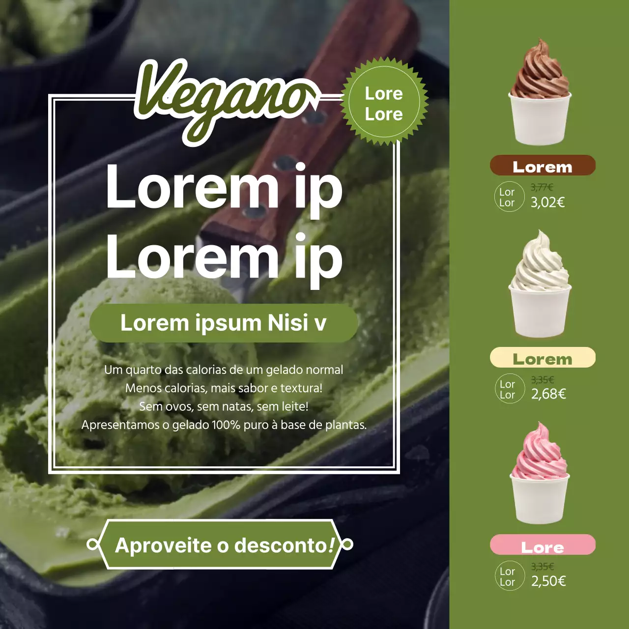 Gelado de chocolate verde e vegan à venda