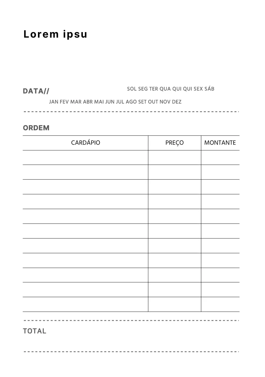 Formulários de encomenda