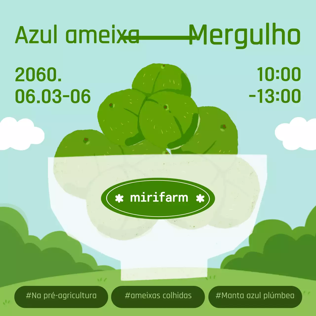Promover a experiência da flor de ameixoeira com um cenário natural verde