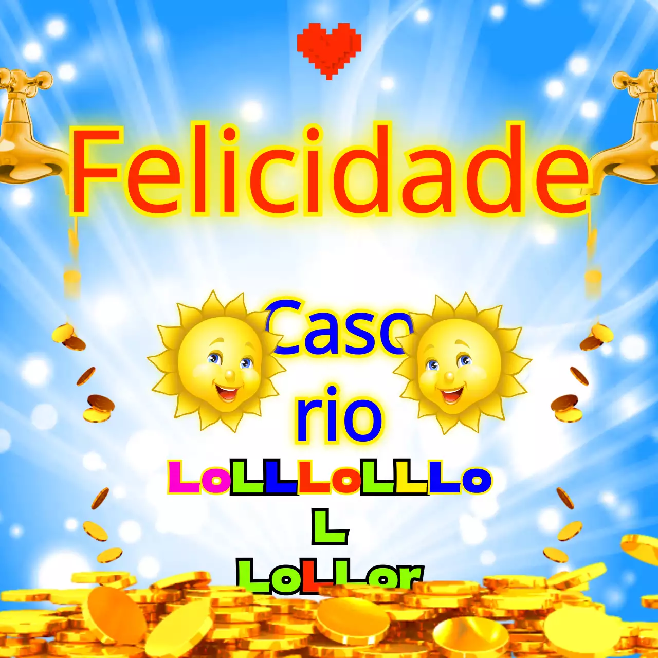 Moeda de ouro amarelo e azul claro deseja felicidade