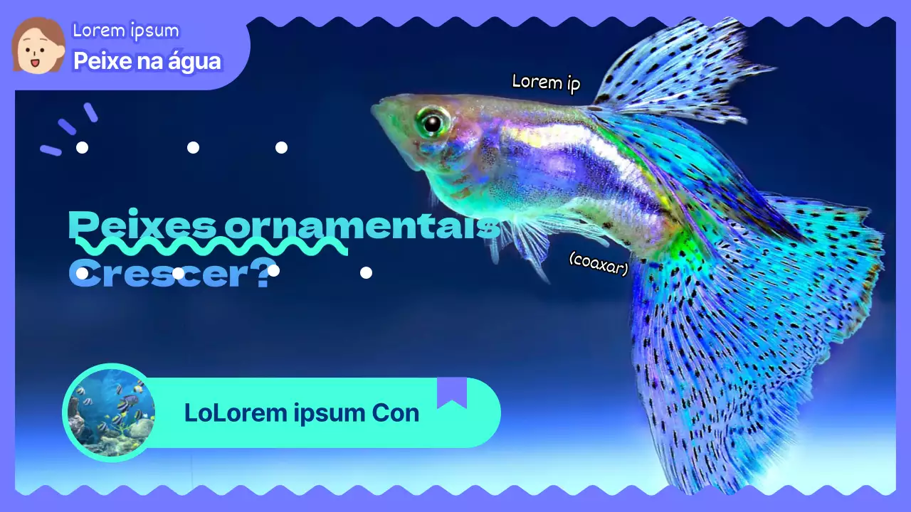 Cultivar um bonito peixe ornamental de cor púrpura e menta