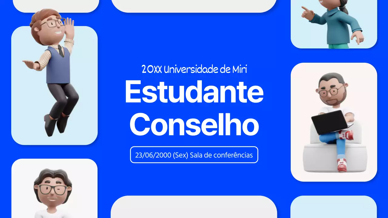 Convocatória da universidade em 3D azul