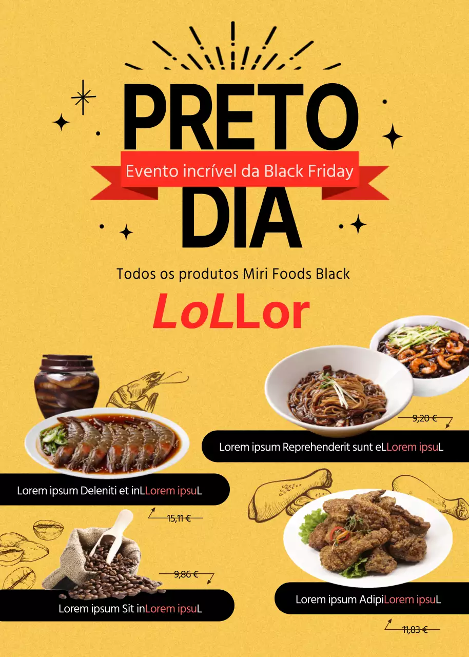 Brilhante Black Friday em amarelo e preto