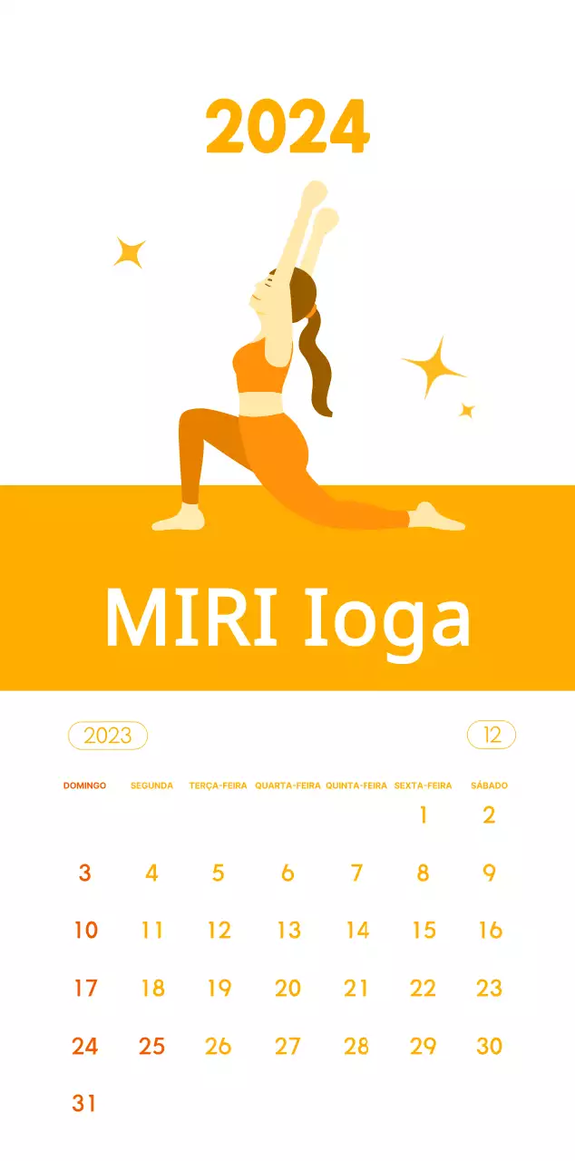 Calendários cor de laranja para oferecer em promoções no seu estúdio de ioga.