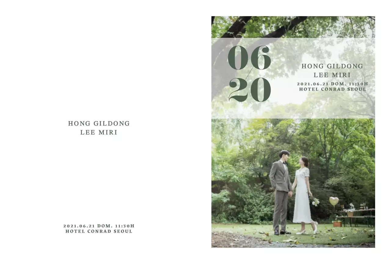 Postal de fotografia de casamento verde para convites de casamento